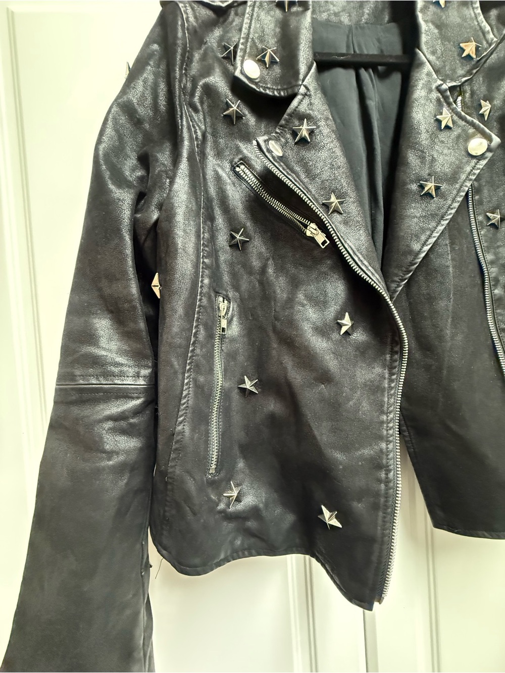 Sugar Lips Studded Black Leather Moto Jacket M - Picture 2 of 7